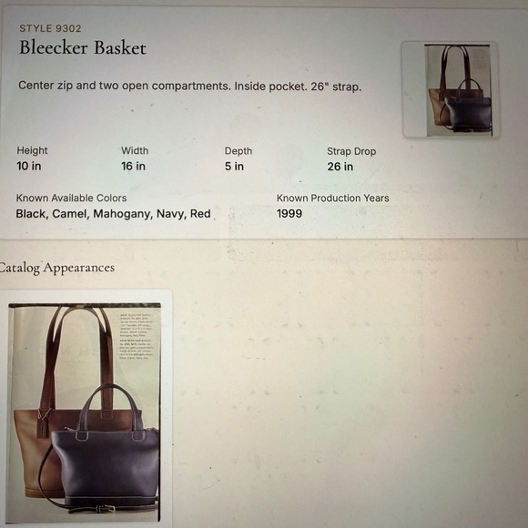 Coach 9302 Bleecker Basket in Mahogany Leather, MADE IN USA - Picture 9 of 9